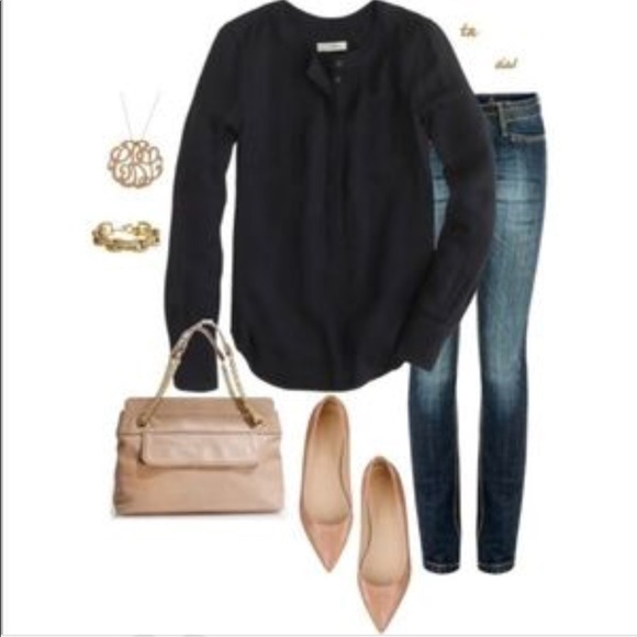 J. Crew Tops - J. Crew Drapey Crepe Henley Top